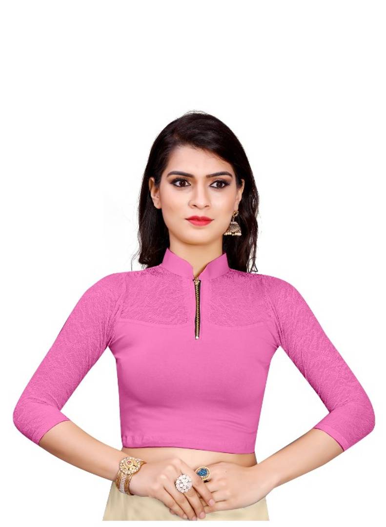 Readymade Cotton Spandex 3/4 Net Sleeves Stretchable Blouses